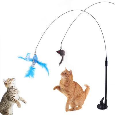Cat Simulation Bird Interactive Toys Funny Feather Bird with Bell Cat Stick Toy for Kitten Playing Teaser Wand Toy Cat Supplies