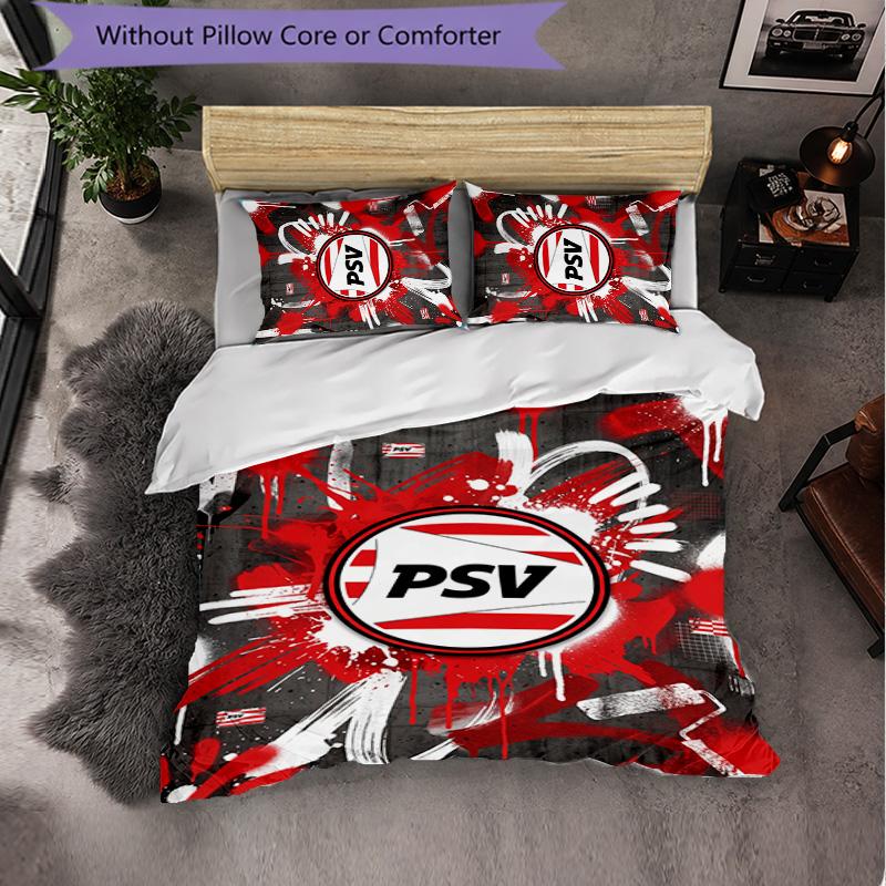 PSV Eindhoven FC Themed Bedding 3Pcs Duvet Cover Set Decorative Bed Linen For Teen Room Home Decoration