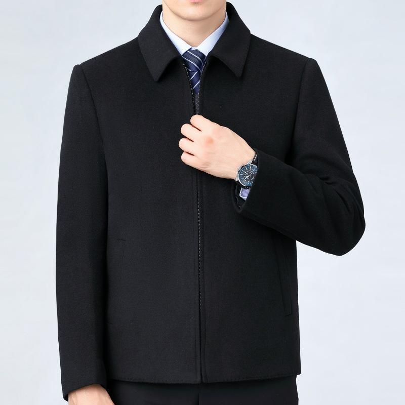 Men's Winter Double-Sided Wool Lapel Jacket with Cashmere Inner Layer - Dad Style