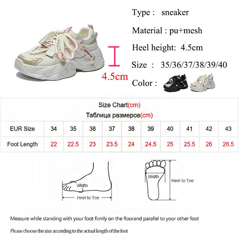 Women's Chunky Sneakers 2024 Autumn Breathable Mesh Platform Sports Shoes Woman Fashion Lace Up Thick Bottom Vulcanized Shoes