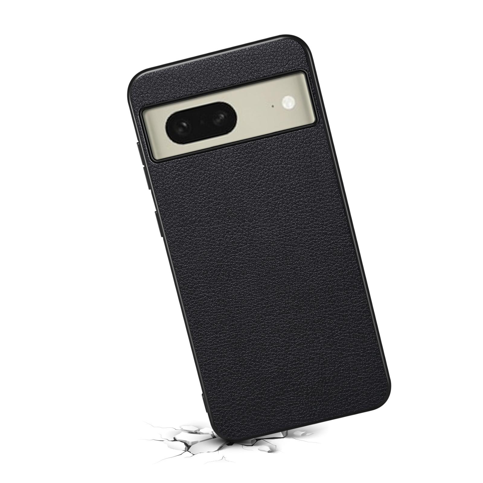 

For Google Pixel 8 Case PU Leather Coated PC+TPU Drop-proof Phone Guard Cover Black