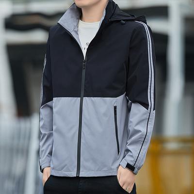 Jacket Spring and Autumn Jacket Removable Hat Youth Outdoor Windproof Casual Jacket Trend Men's Clothing