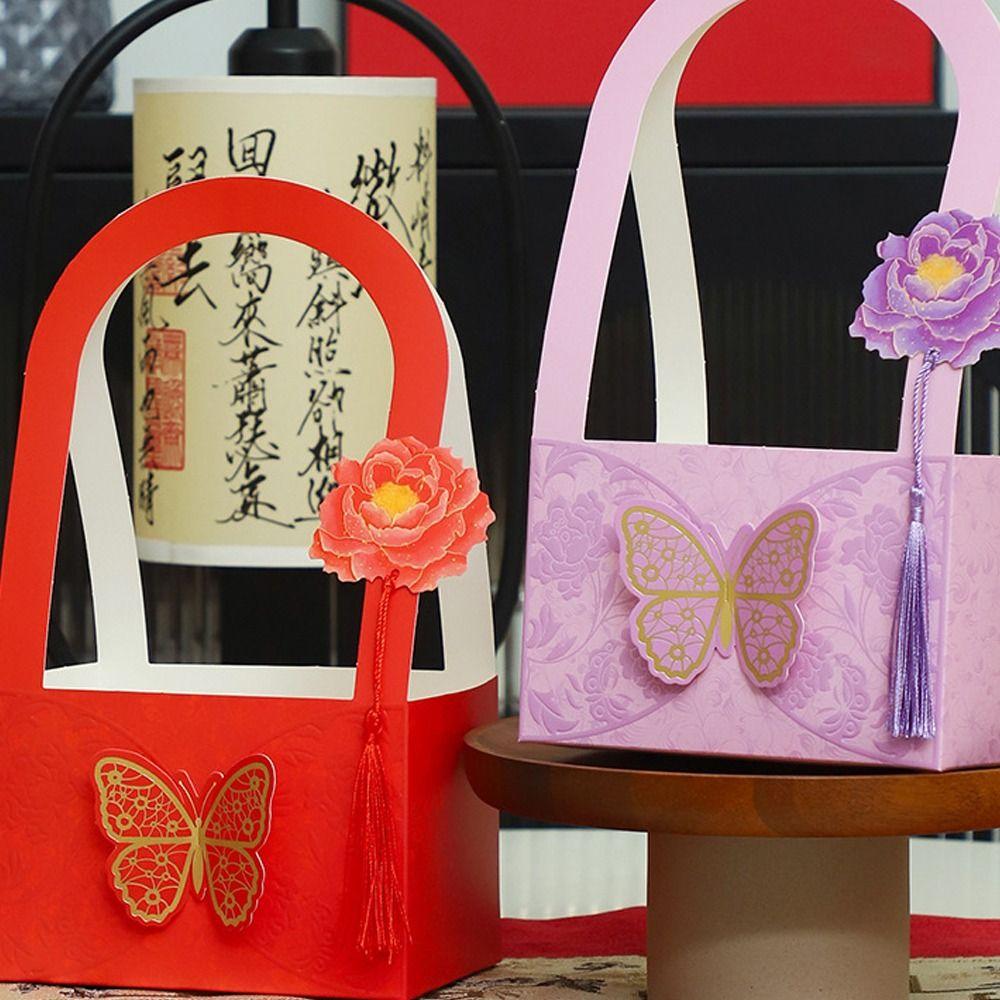 3pcs Portable Butterfly Flower Arrangement Box Paper Bouquet Wrapping Box  Valentine's Day Gift
