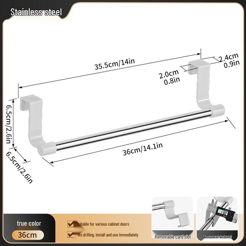 Stainless Steel Multi-Purpose Over-the-Door Towel Rack and Dishcloth Hanger