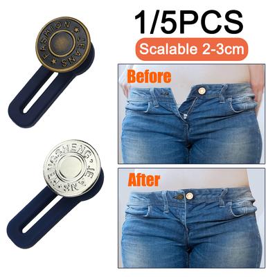 1/5PCS Prolunga per bottoni magici in metallo per pantaloni Jeans Cucitura gratuita Estensori per vita retrattili regolabili Pulsante di espansione per cintura