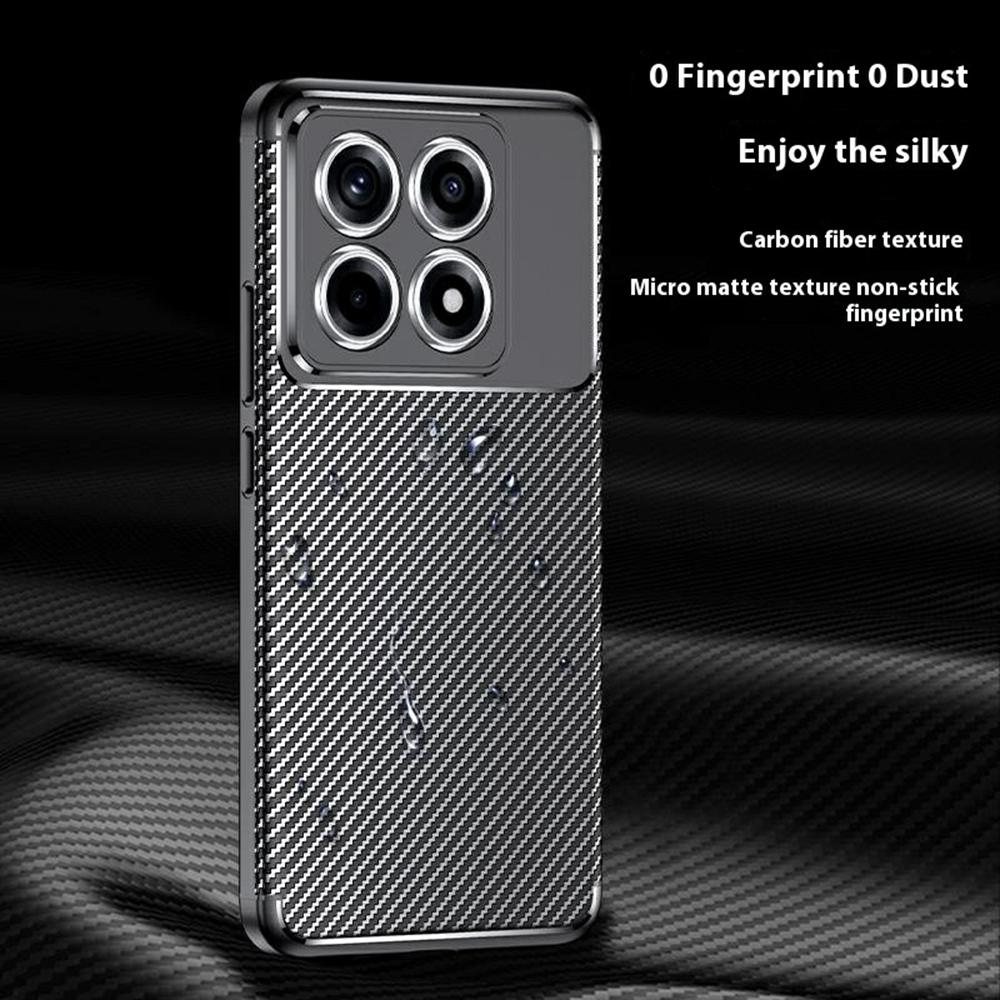 For Xiaomi 14T Pro Case Carbon Fiber Texture TPU Phone Cover Heat Dissipation