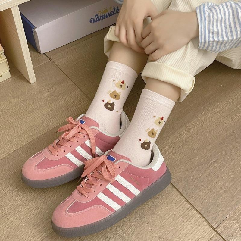 Cartoon Socks Women'S Mid-Tube Socks Trendy Spring And Autumn Cute Preppy Style Bow Polka Dot Puppy Striped Socks