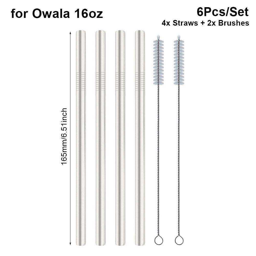 6Pcs/Set With Brush Stainless Steel Straw Cup Replacement Straw  for Owala 16oz 19oz 24oz 32oz 40oz