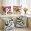 Winter Christmas Line PPuppy Cushion Cover Square Short Plush Pillow Case Living Room Sofa Home Decor Funda X