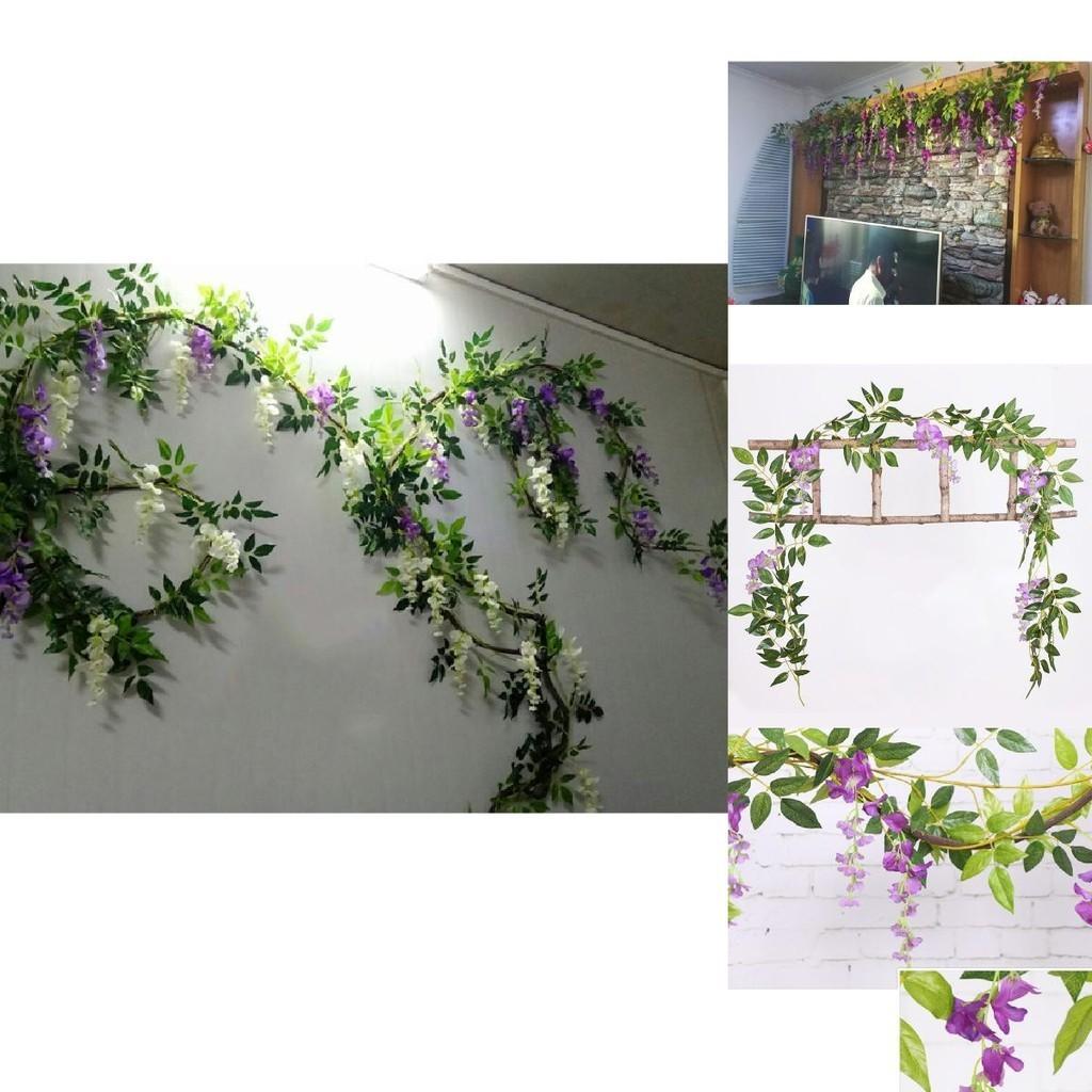 Exquisite 2x Artificial Wisteria Flower Vine Ideal For Elegant Indoor And Outdoor Decoration