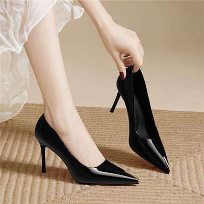 Black Red-soled High Heels French Stiletto Cm Shallow Mouth Single Shoes High-end Versatile New Commuter Professional Women's Shoes