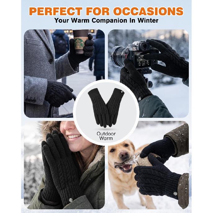 Winter Gloves for Women Touch Screen Thermal Knit Lining Gloves