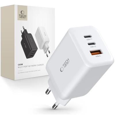 Tech-Protect C65W 3-Port Network Charger Pd65W/Qc3.0 White