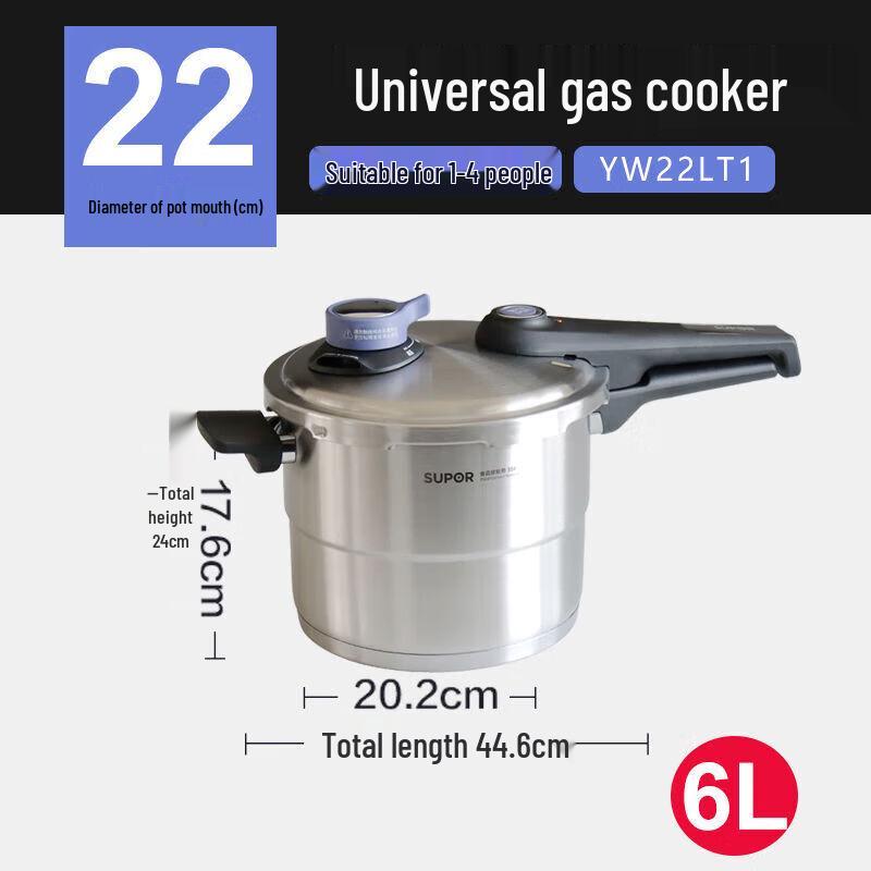 SUPOR 304 Stainless Steel Pressure Cooker, 22cm