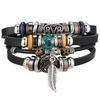 One Piece Vintage Flower Bracelet and Bangles Bohemian Style Multi-Layered Leather Bracelet Women Men Wrap Women Punk Jewelry Gift