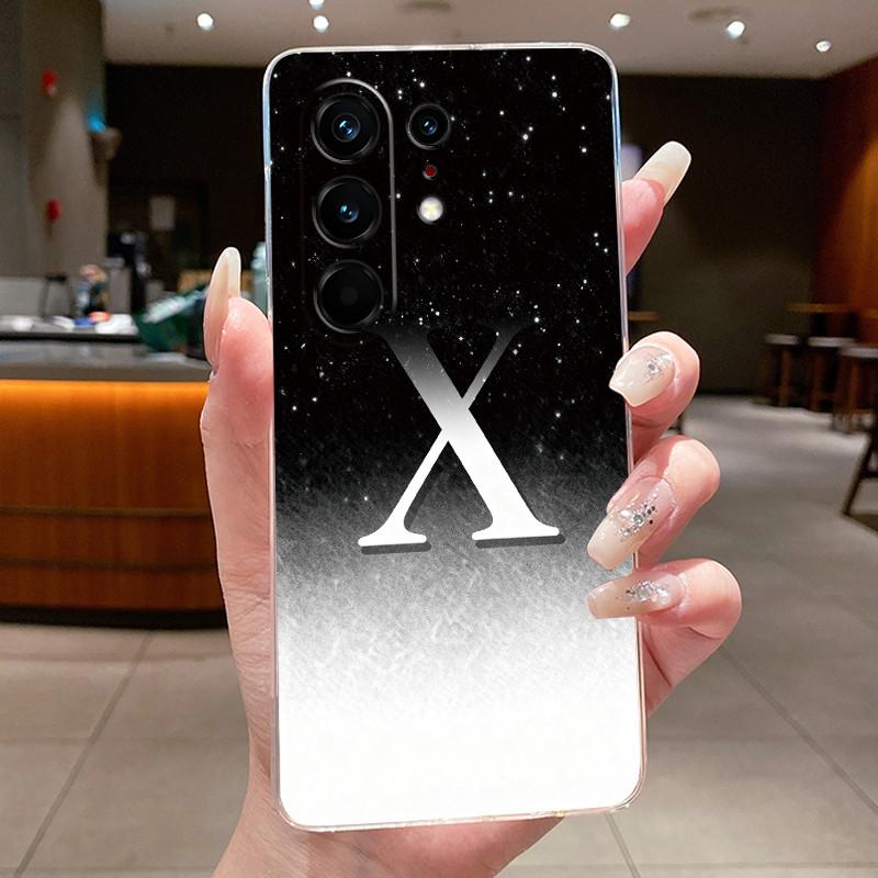 Anti-scratch Case For Tecno Camon 50 Pro 4G Jelly Clear TPU Soft Casing Fashion Lucky Initial Letter With Flower Couple Shell
