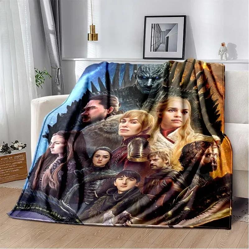 Game Dragon Plush Throw Blanket TV Series Thrones Fleece Bedspread Blanket Flannel Bedding Square Picnic Wool Soft Blanket