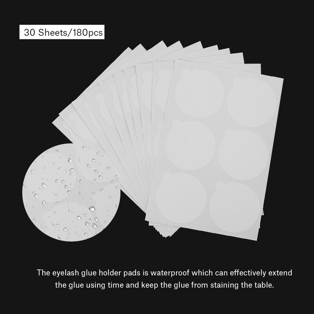 180pcs Disposable Eyelash Glue Holder Waterproof Sticker Pallet Paper Pads Stand On Jade Stone