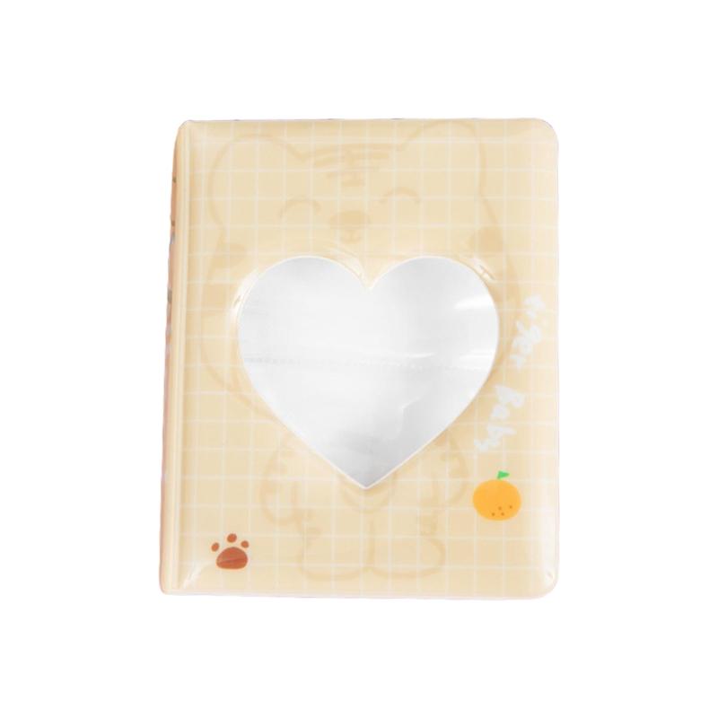 

Фотоальбом Cartoon Bear 3 64 кармана Love Heart Hollow Kpop Card Binder Держатель для фотокарточек Карманы для удостоверений личности Подарочная книга с именами жёлтый