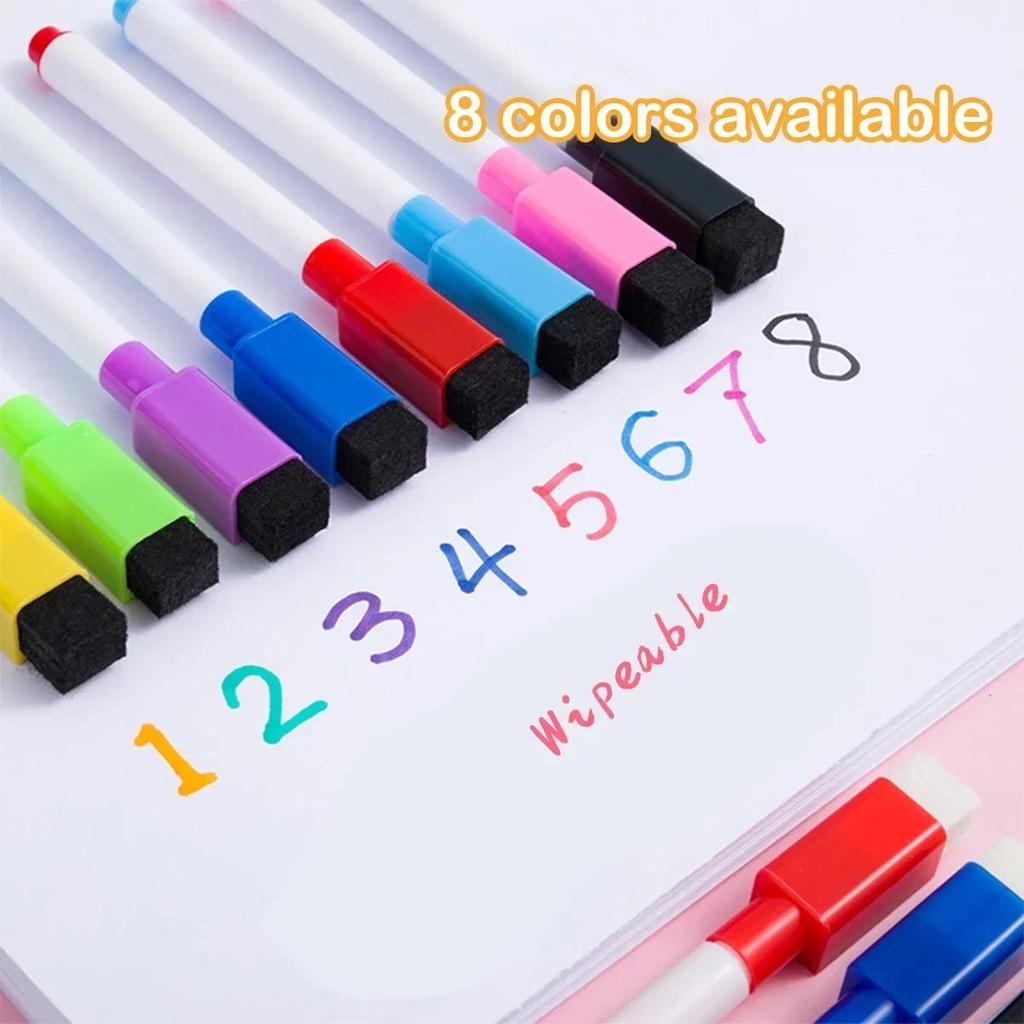 8pcs Colors Magnetic Waterproof Dry Erase Markers Medium Point For Office Whiteboards Drawing Pen Dry Erase With Built-in Eraser
