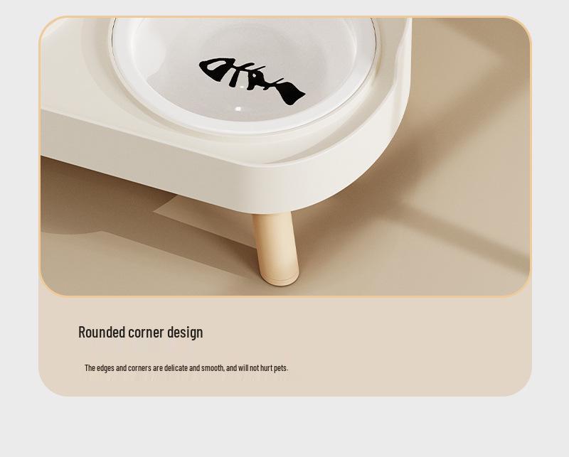 Cross-Border Stainless Steel & Ceramic Dual Cat & Dog Bowl: Anti-Tip, Splash-Proof, Neck Protection Design for Food & Water.