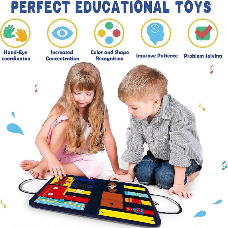 Busy Board, Activity Board for Preschoolers, Educational Toys for Kids, Buckle, Button, Zipper Educational Learning Board