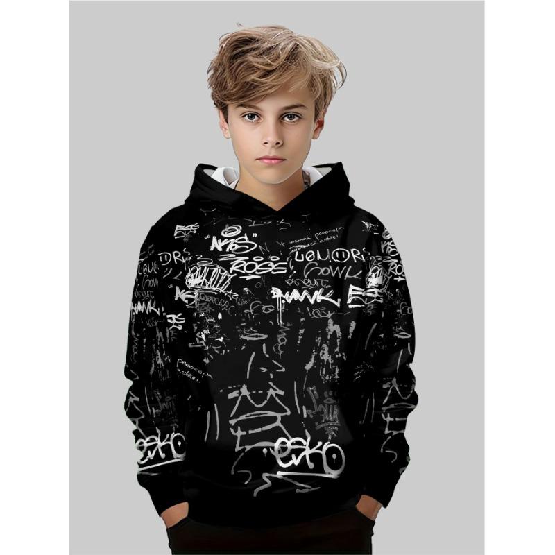 Autumn 3D Printed Hoodies Fashionable Casual Sports Long Sleeved Children's Boy Hooded Sweatshirts