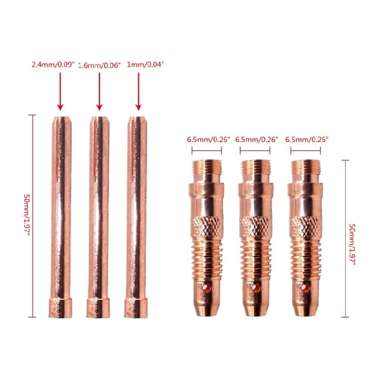 17-Piece Compact Welding Torch with Tig Cup/Collet Body Nozzle Kit Electrode