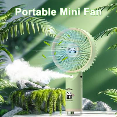 Mini Handheld Fan Cute Cartoon Panda Portable Personal Fan with Mist Spray USB Rechargeable 3 Wind Speeds Summer Cooling Fan for Travel Beach