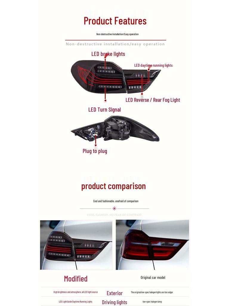 BMW X4 Tail Light Assembly 2014-2018: Modified CSL LED Rear Lights with Daytime Running and Flowing Turn Signals