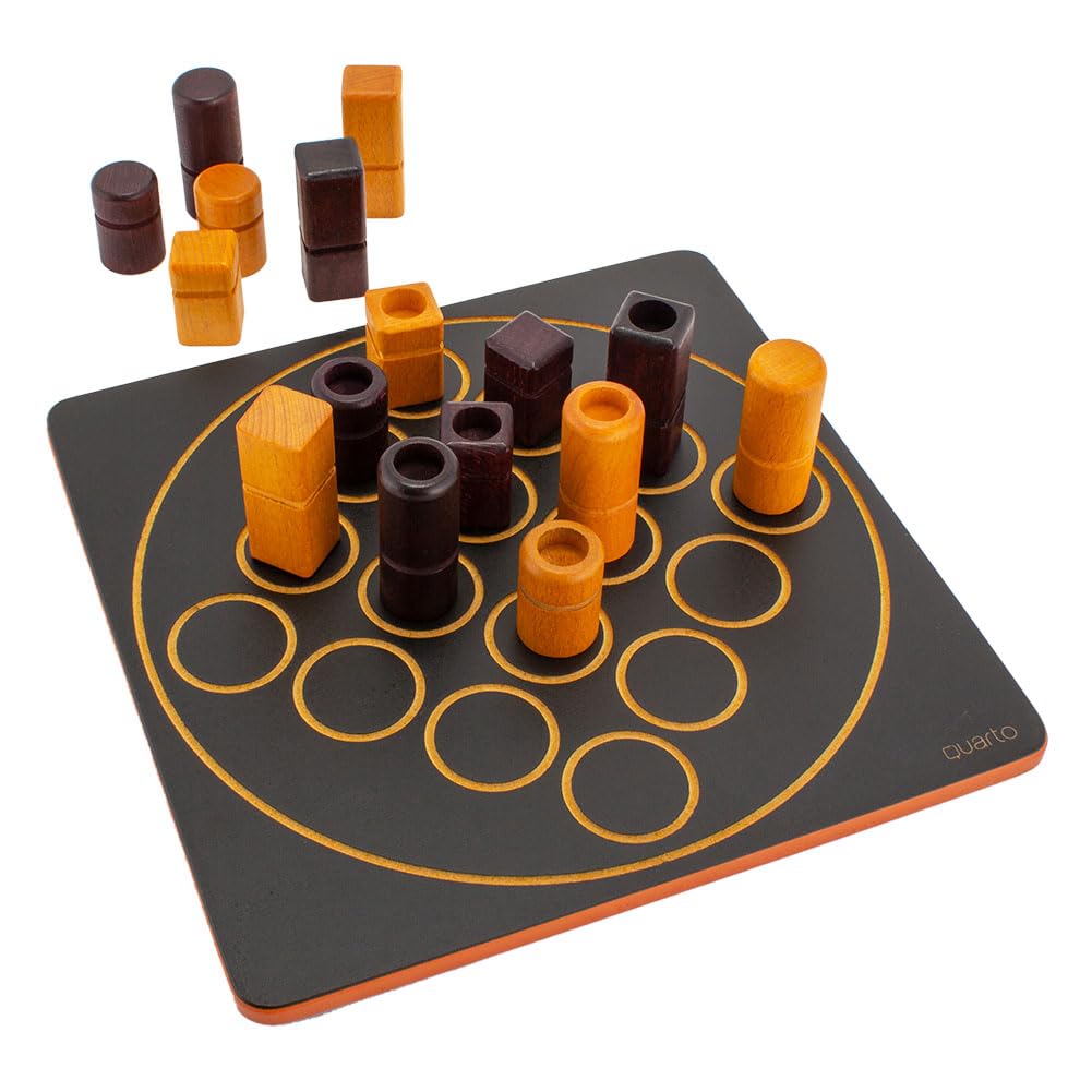 Gigamic Quarto Board Game, GCQA 3.421271.300410, Wooden Tabletop Game, Educational Toy for Kids, Brain Training Game, France [Parallel Import]