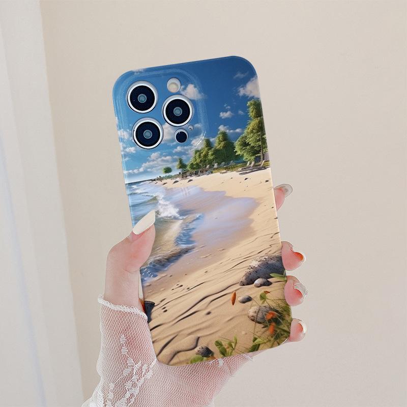 Summer Blue Sky Beach Full Pack Film Phone Case Hard Case for IPhone15pro for Apple Phone Case Ins Style