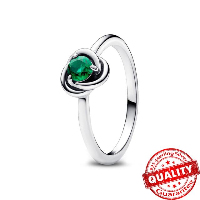 Neu S925 Sterling Silber Fingerring 12 Monat Birthstone Eternity Kreis Ringe Edlen Schmuck Geburtstagsgeschenk