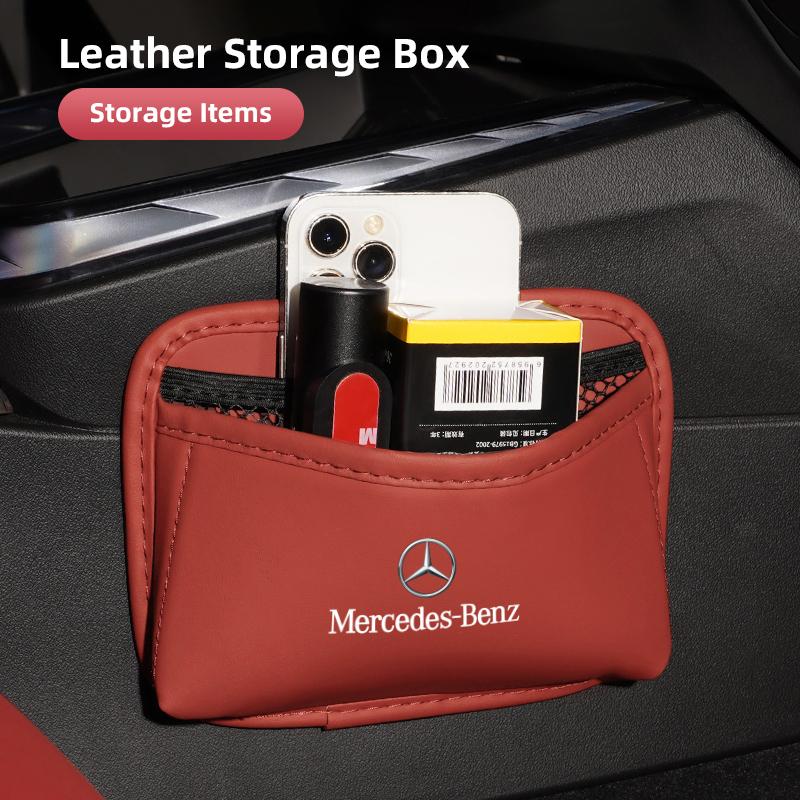 VFO1 Multi-functional Car Storage Box For Benz AMG A/B/C/E/S Class W203 W220 W211 Holder Leather Auto Door Side Case Backseat Bag
