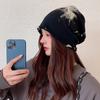 Tie Dye Knitted Hat for Women Japanese Fashion Retro Pile Hat Autumn and Winter Ins Trend All Match Cold Hat Baotou Hat