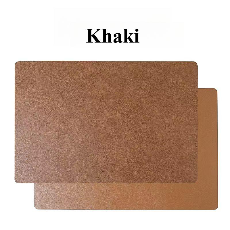 Inmos 4PC Cowhide-style Waterproof and Oil-resistant Faux Leather Table Mat Double-sided Rectangular Placemat Wash-free Design