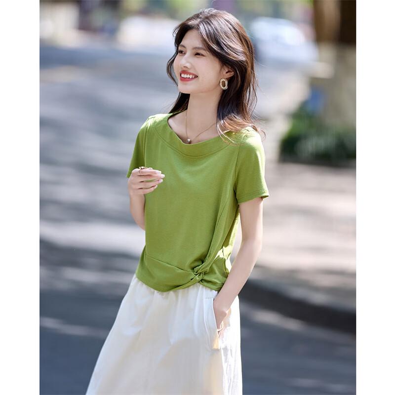 Women's Irregular Twisted Knot Short Sleeve T-shirt