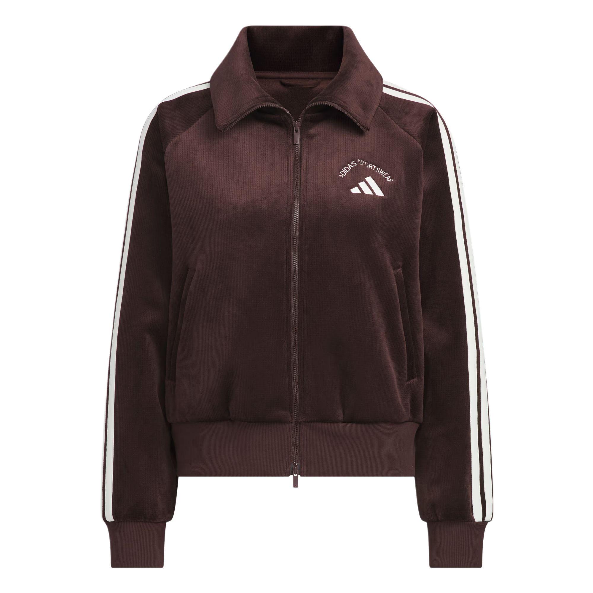 

Adidas Спортивная одежда Флисовая куртка с логотипом и надписью, теплая, свободного кроя, с коротким воротником-стойкой и рукавами реглан для женщин Куртка KC0035 L