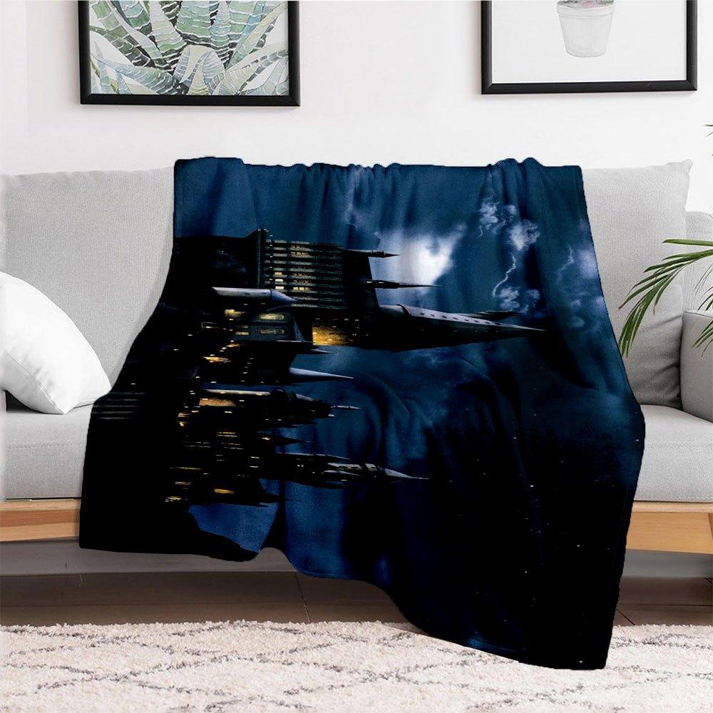 Fantasy Castle Night Sky Background Phone WallpaperBlanket Flannel Throw Blanket for Sofa, Bed, Travel, Camping, Office, Couch, Chair
