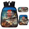 3 stuks Set Spel Anime War Thunder Schooltassen Vecht Tanka Print Rugzakken voor School Tiener Meisjes Jongens World of Tanks Rugzak