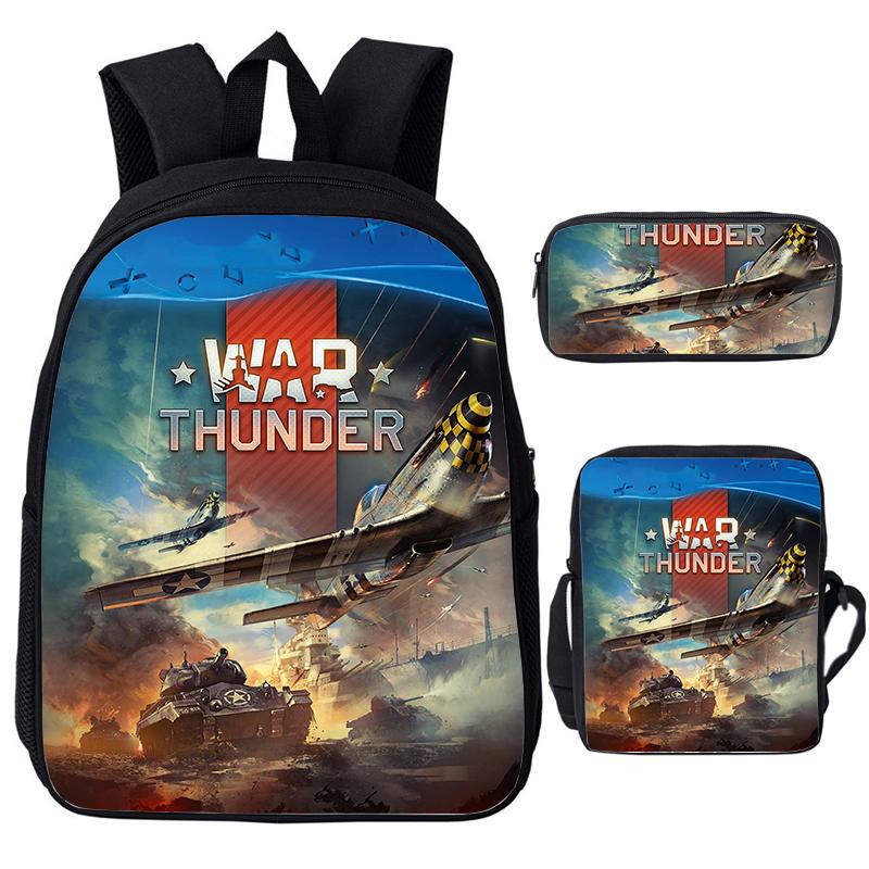 3 stuks Set Spel Anime War Thunder Schooltassen Vecht Tanka Print Rugzakken voor School Tiener Meisjes Jongens World of Tanks Rugzak