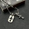 Crowe Necklace Sterling Silver Old Vintage Full Diamond Cross Double Pendant Hip Hop Niche Sweater Chain