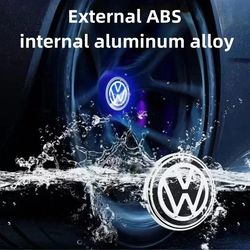 VW New VW 4pcs Hub Led Lights Cap Car Floating Illumination Wheel Center Covers Caps For Volkswagen golf4/6/7 toutan passat ti
