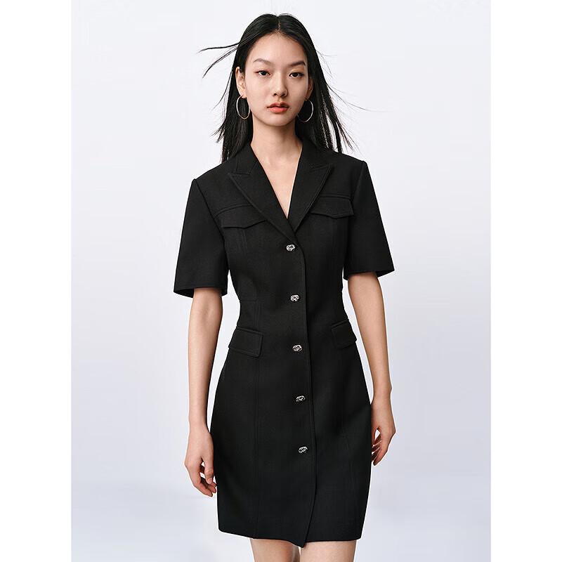 

PEACEBIRD Women s Stylish Summer Hollow Out Waist-Cinching Dress M