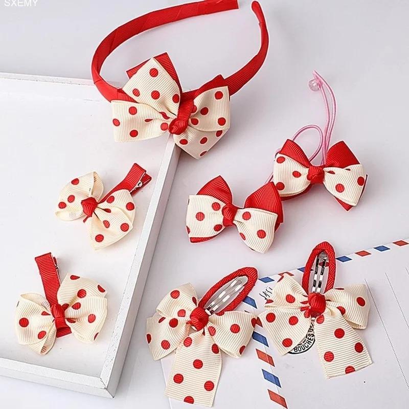 7pcs/set Children Accessories Hairband Hairpins Gum for Hair Baby Girls Lovely Bow Hair Clip