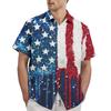 Men's Casual Stylish Flag Letter Print Shirt - Men's Lapel Short-sleeved Button-up Shirt