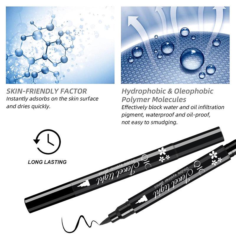 Dubbelkoppige Color Seal Eyeliner, waterdichte, zweetbestendige en vlekvrije Seal Positioning Eyeliner
