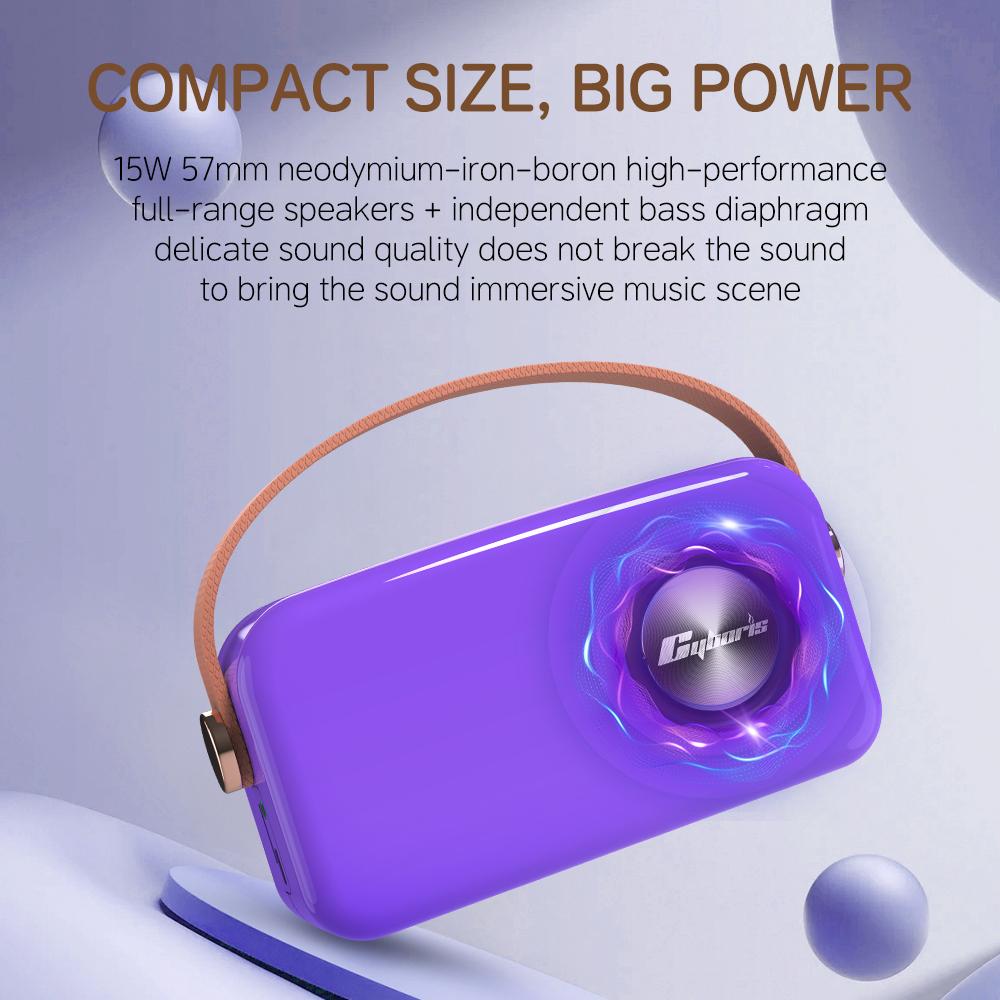 CYBORIS T4 Portable Retro Children Karaoke Speaker 15W Home Entertainment Bluetooth-compatible Speaker with 2 Microphones