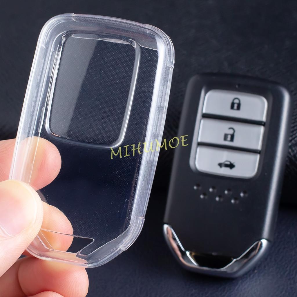 For Honda Civic Pilot CRV HRV Accord Passport Ight Clarity Odyssey Black Transparent Key Fob Case Cover Keychain Light Thin