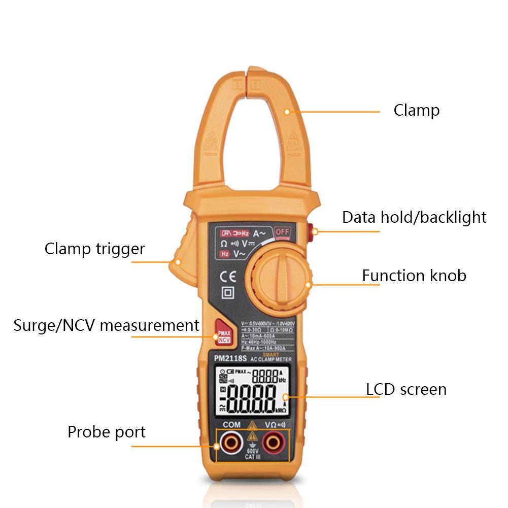Clamp Multimeter Digital Multimeter PEAKMETER PM2118 Dual Display AC  Clamp Multiemeter NCV Ohmmeter Capacitance Temp Tester